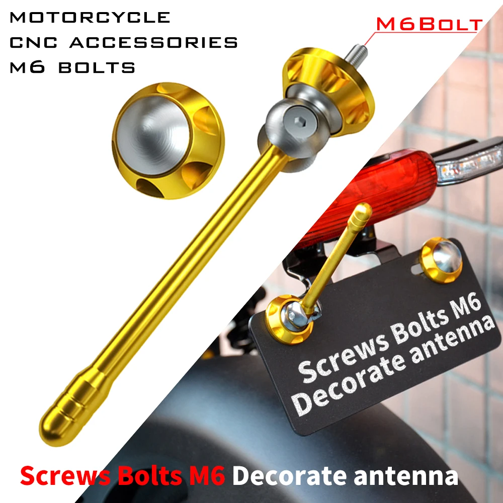 

Screws Bolts M6 Decorate antenna For Adjustable License Number Plate Frame Holder Bracket Universal Motorcycle Accessories