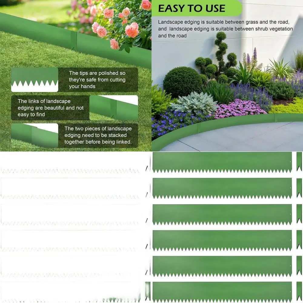 

6-дюймовый комплект для оцинкованной стали для окантовки газона — гибкий, без цилиндра, молоточковая кайма с зажимами (6 шт., зеленый)