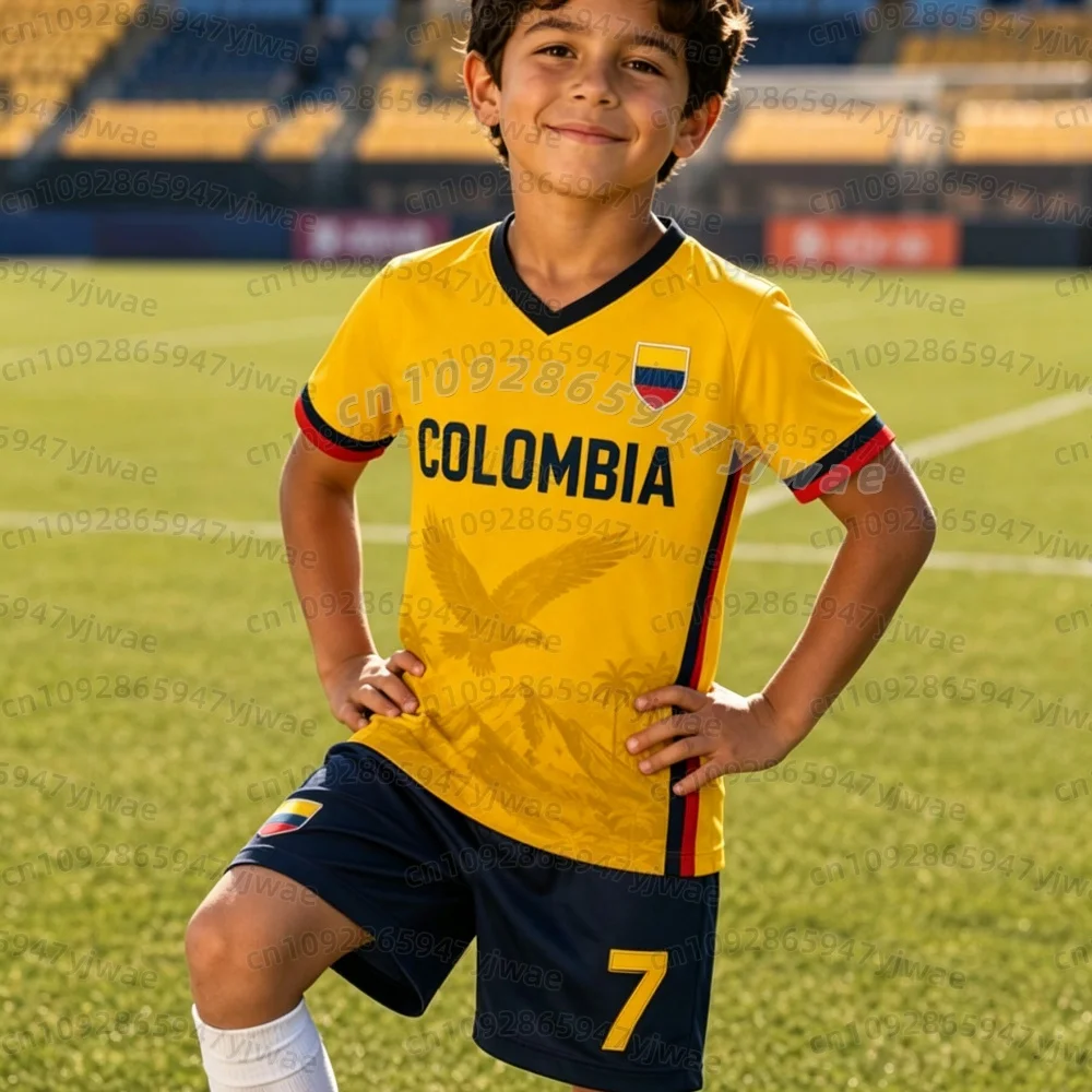 KIDS LUIS DÍAZ Nr. 7 Fußballtrikot T-Shirt Shorts Set Damen Herren Harajuku Kolumbien Fans Shirt Shorts Set Kinder Trainingsanzug 2-teiliges Set – Detail 7