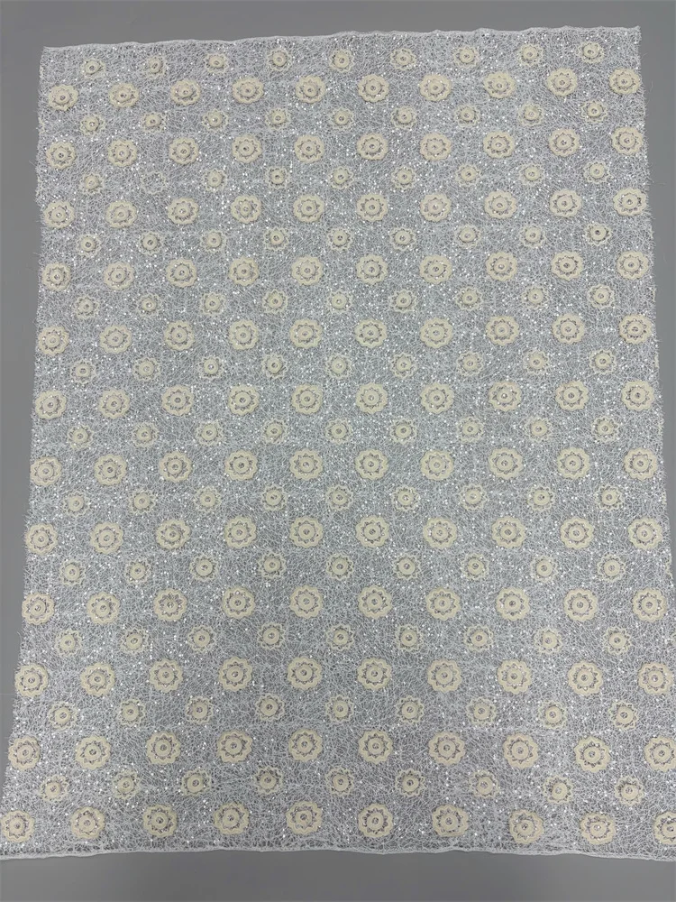 Neuer Stil Dreidimensionale Pailletten-Spitzenstoffe 2026 Hochwertige Spitze Wasserlösliche Bestickte Modische Weiche Spitze 5 Yards – Detail 11