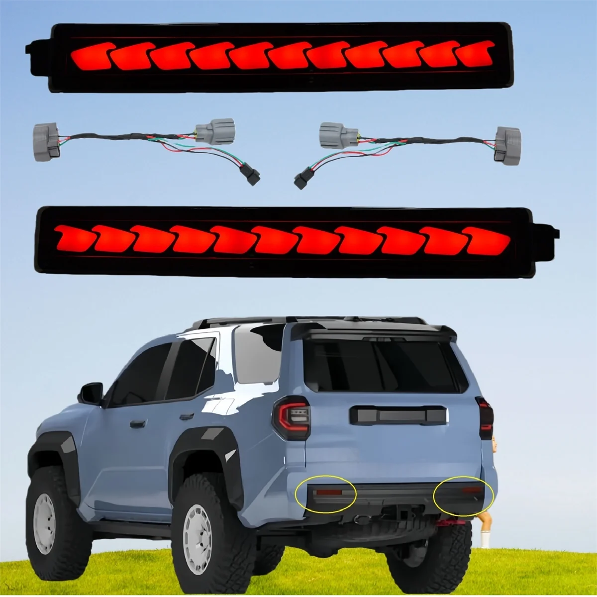 Auto Rear Brake Lights Fit for 2025 2026 Toyota 4Runner Rear Reflector Bumper Brake Turn Signal Light Accessories