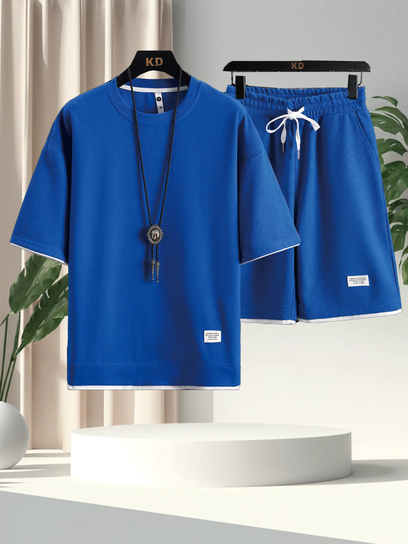 2025 Summer Men's Short Sleeve+Shorts Set Loose Youth Handsome Short Sleeve Shorts Two Piece Set Trendy Casual