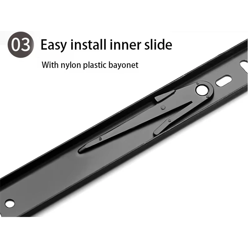 كتم الكرة تحمل سحب صينية قابل للتعديل دعامة تعليق تعليق المسار دليل السكك الحديدية أضعاف درج تلسكوبي العدائين الأسود