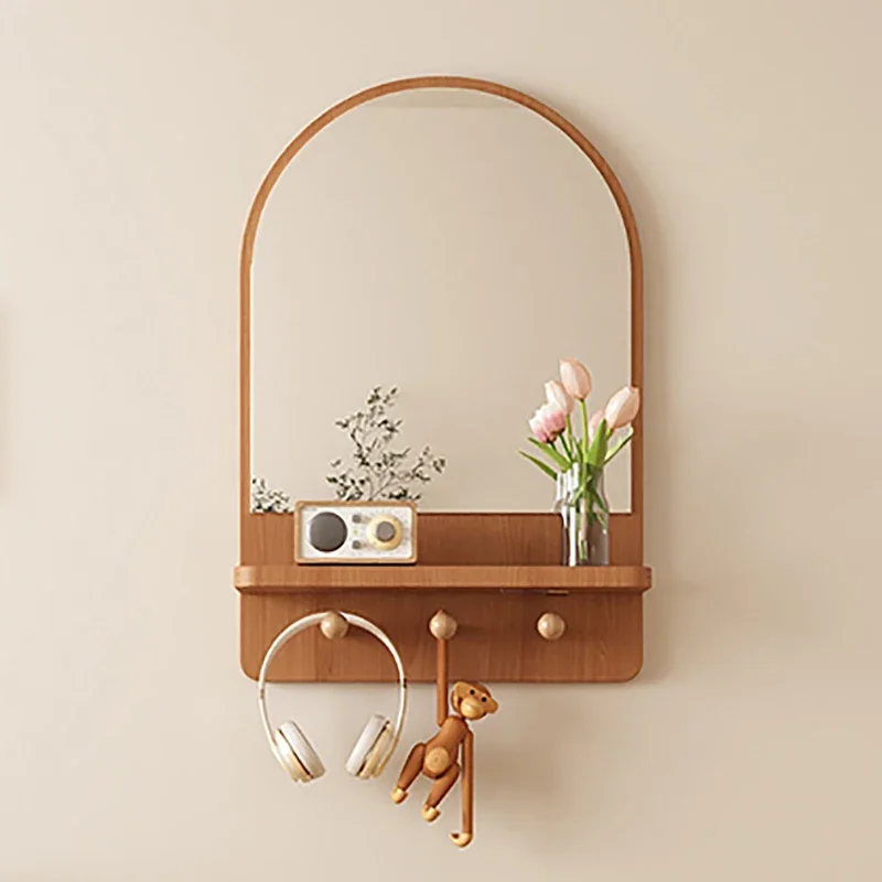 Makeup Mirror Hanging Simple Practical Wall Storage Table Dressing Mounted Foyer Japanese Style Decorative Ozdoby Do Domu