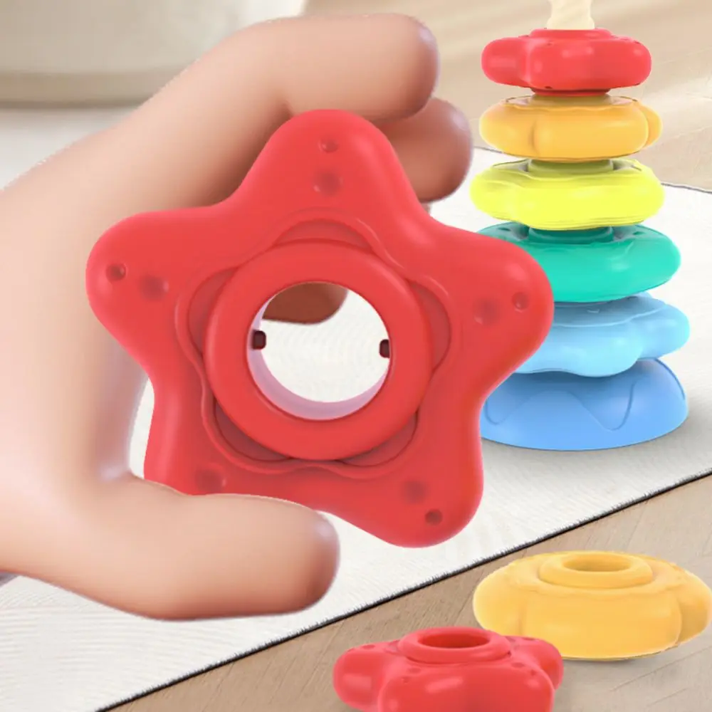 ไม่สม่ําเสมอ Rainbow Stacker ของเล่นเด็ก Rainbow Tower STACKABLE หมุนสกรู Bolt ของเล่น Montessori ของเล่น Early Education