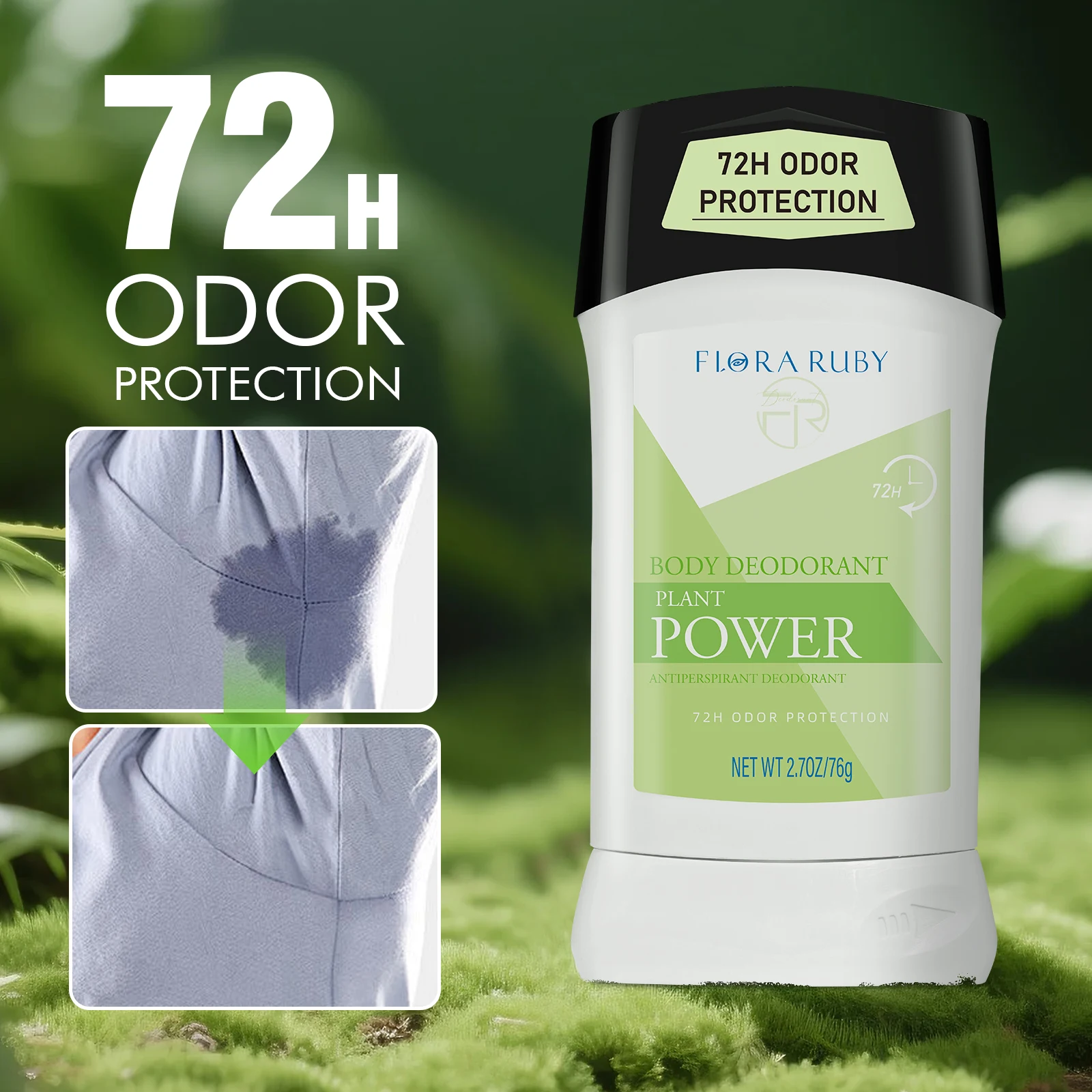 

Deodorant Antiperspirant for Women Underarm Odor Removal Plant-Based Formula Body Odor Removal Lasting Fragrance Deodorant 76g