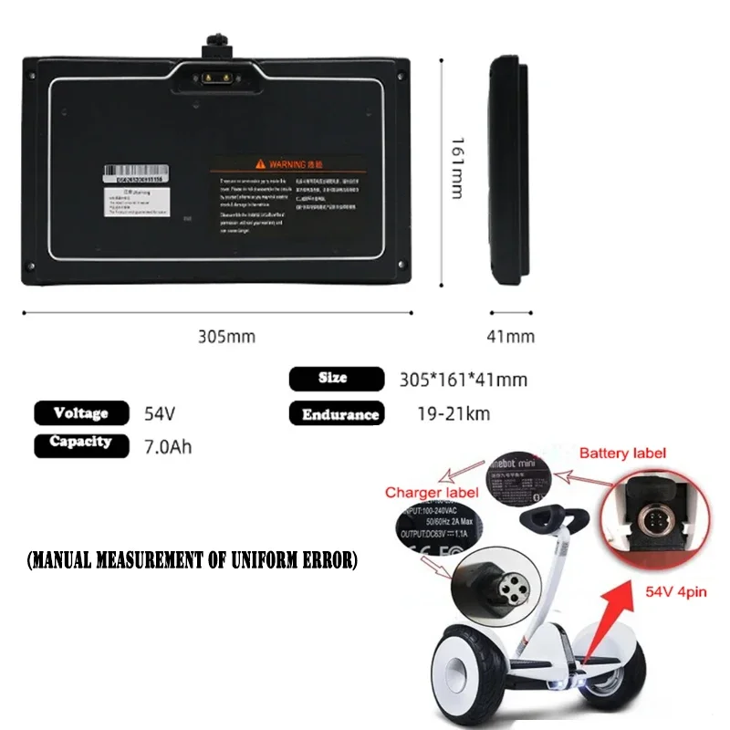 Batería de monopatín autoequilibrante para Xiaomi Ninebot Segway MINI, batería de 54V-63V, 100% mAh, aplicación de conexión de celda de litio con BMS, novedad de 4400