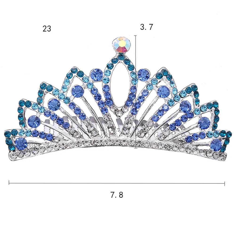 

2pcs Diamond Crown Combs Sparkling Hair Accessories Lightweight Durable Tiara For Kids Girls Party Birthday Prom Decoration