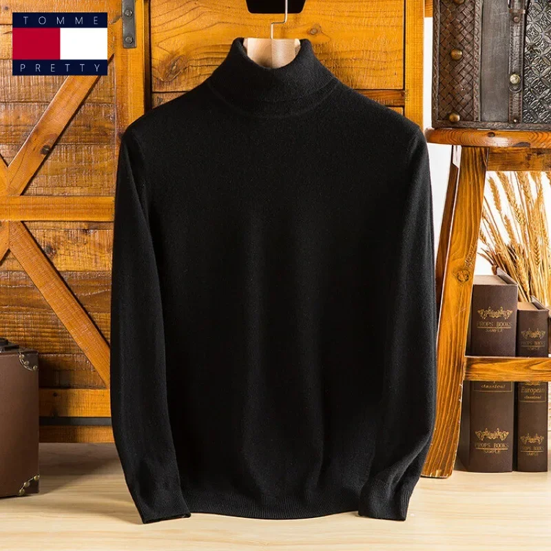 2024 100% Pure Cashmere Wool Turtleneck Sweaters For Men Pullover 2023 Autumn Winter Soft lightweight Warm Knitted Sweater Pull