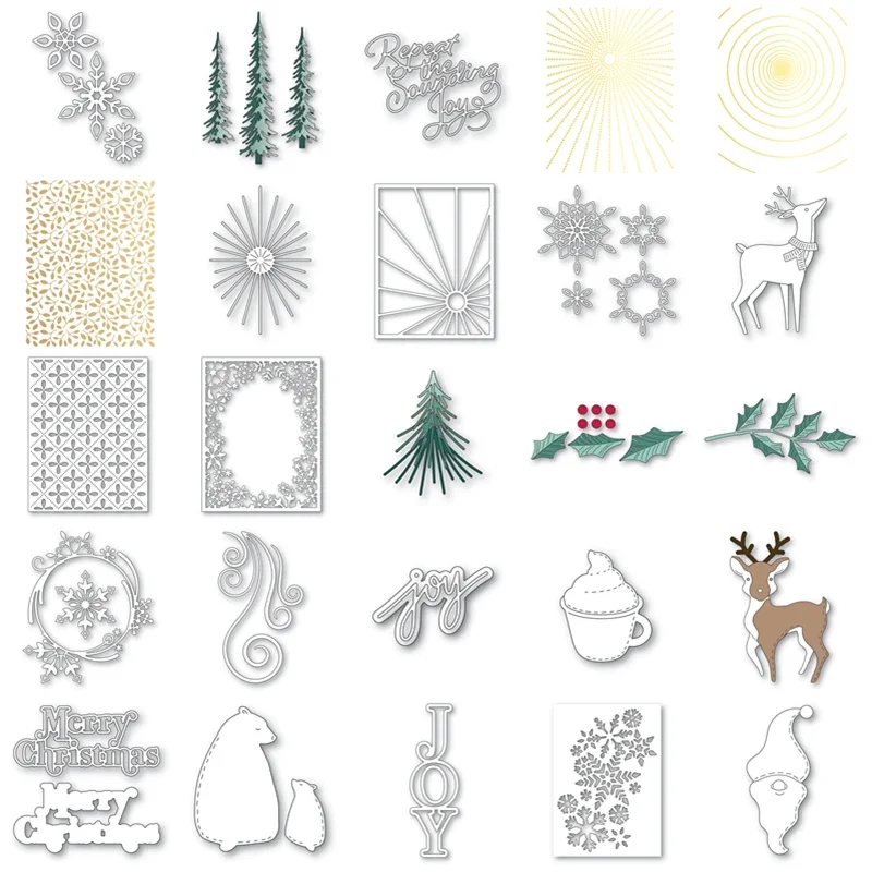 Christmas Reindeer Holly Leaf Cutting Dies Hot Foil for New Arrival 2022 Scrapbooking Paper Making Frame Card Craft Supplies