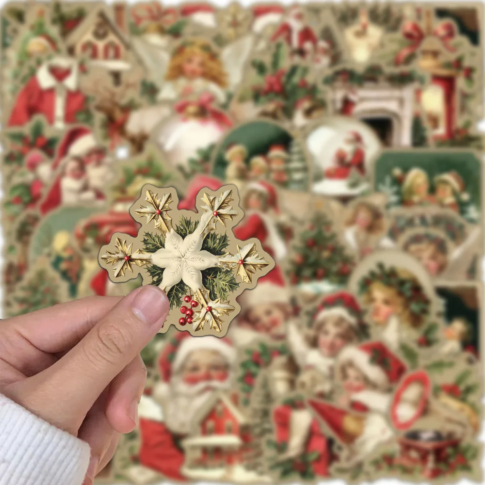 50PCS Creative Retro Christmas Stickers Laptop Phone Cases iPad Water Cups Helmet Stickers Waterproof