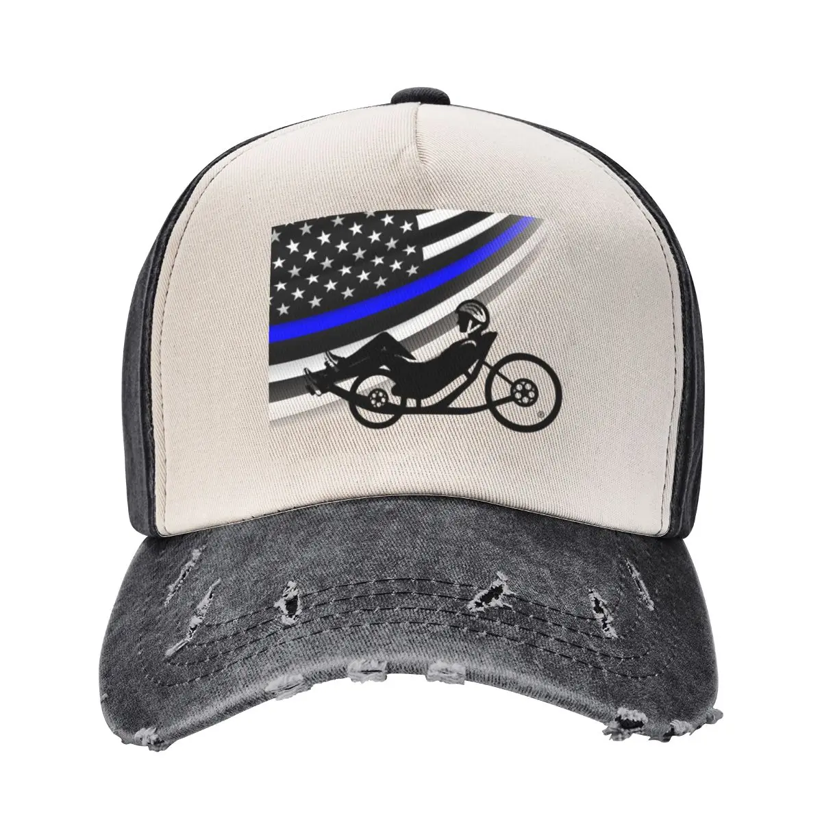 

Recumbent Life Design - Patriotic Law Enforcement 2 - Tadpole Guy Baseball Cap dad hat Horse Hat Girl'S Hats Men's