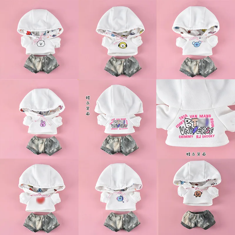 Kawaii Anime Cartoon Bt21 Plush Doll Clothes Y2K Creative New Toy Jacket Cute Doll Hooded Climbing Suit Set Gift for Friends