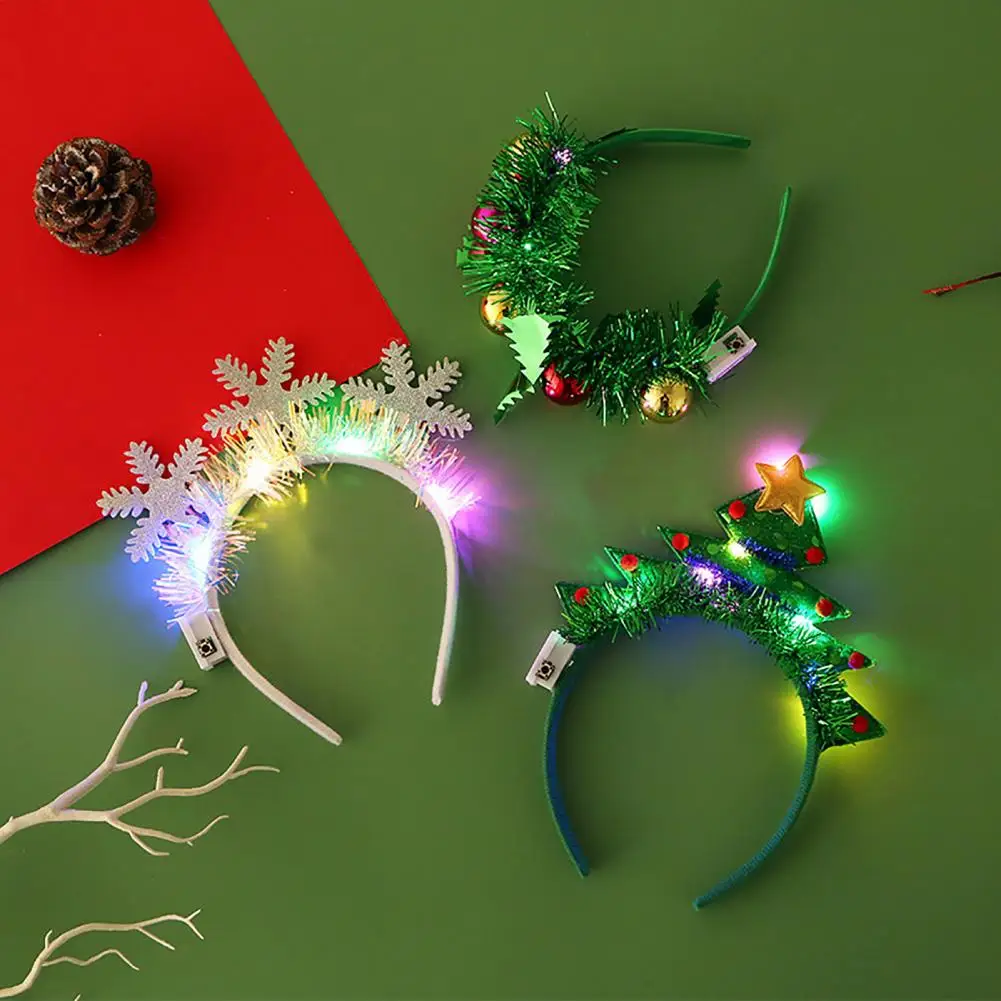 

Led Colorful Christmas Hair Band Glowing Crutch Headband Xmas Tree Snowflake Hair Band Antler Headband Christmas Party Headband