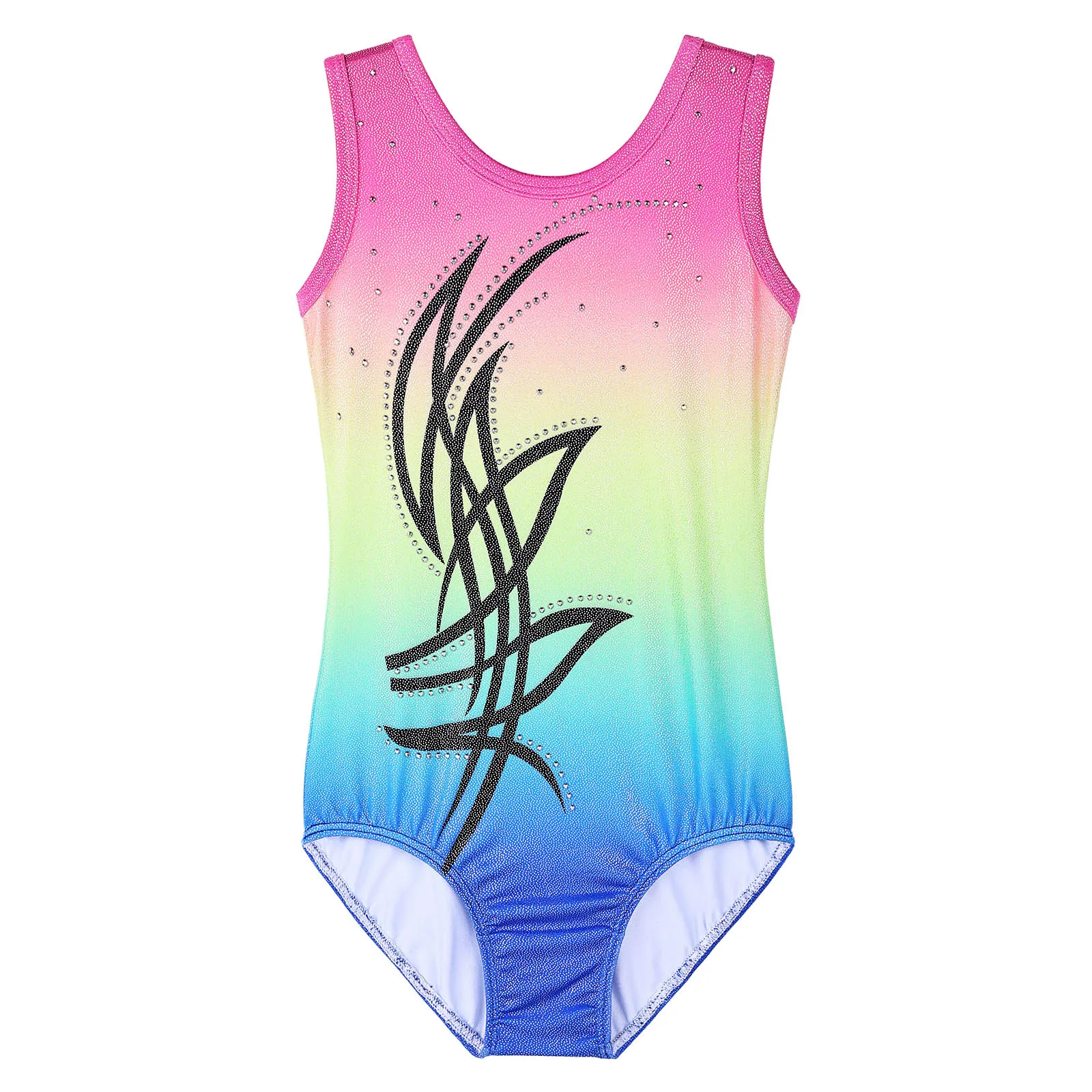 BAOHULU Girls Gymnastics Leotard One Piece Sleeveless Dance Wear Gradient Color Ballet Leotard Practice Acitive Wear