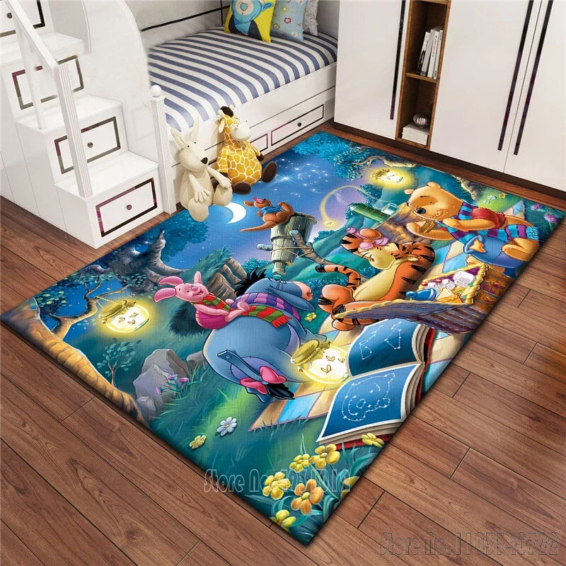 Alfombra con estampado de amigos de Winnie Pooh de Disney, decoración de 80x120cm para baño, alfombra para el suelo de los niños, sala de estar, dormitorio infantil, sofá