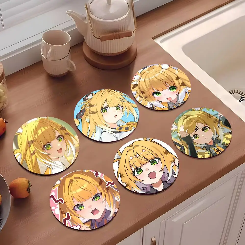 1pc Cute Girl Ju Fufu Wooden Coaster Colour Printing Cup Mat Home Desk Decoration Gifts
