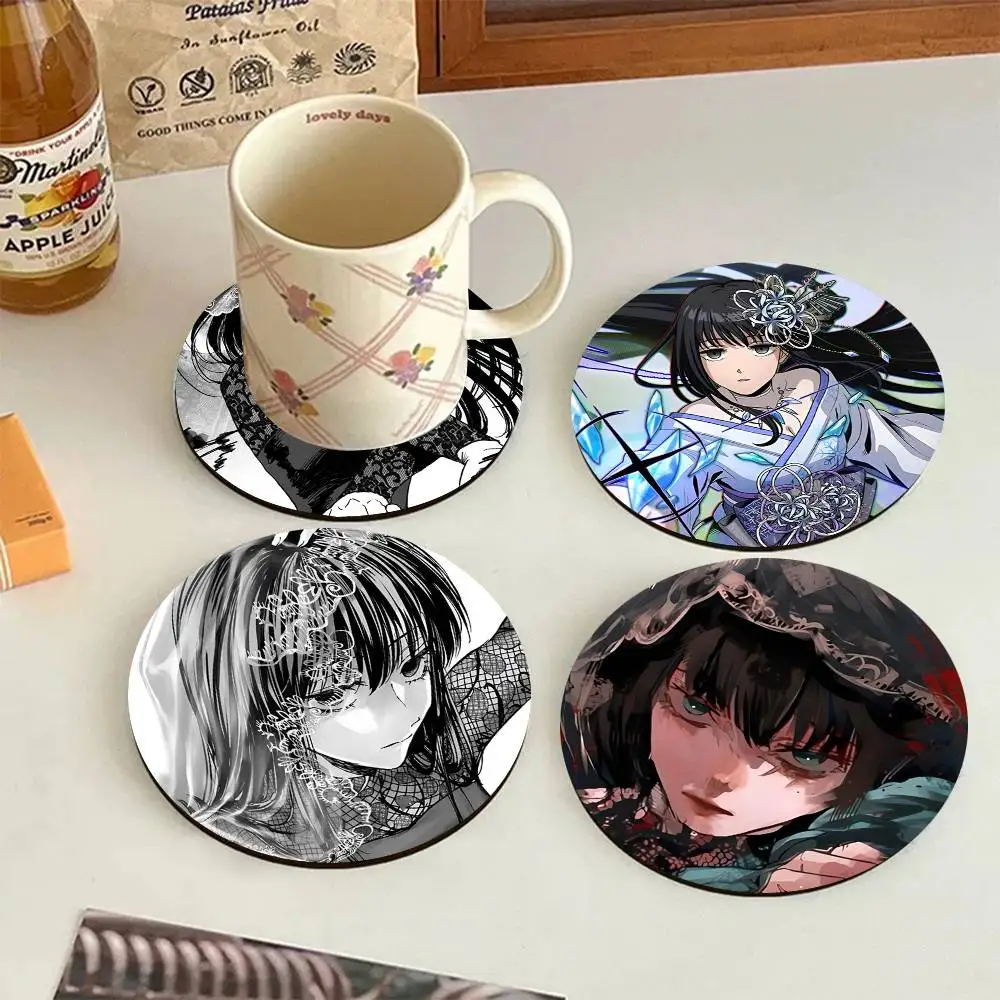 Anime Romantic Killer Round Wooden Coasters Suitable For Restaurants And Coffee Home Gift Choice Holidays