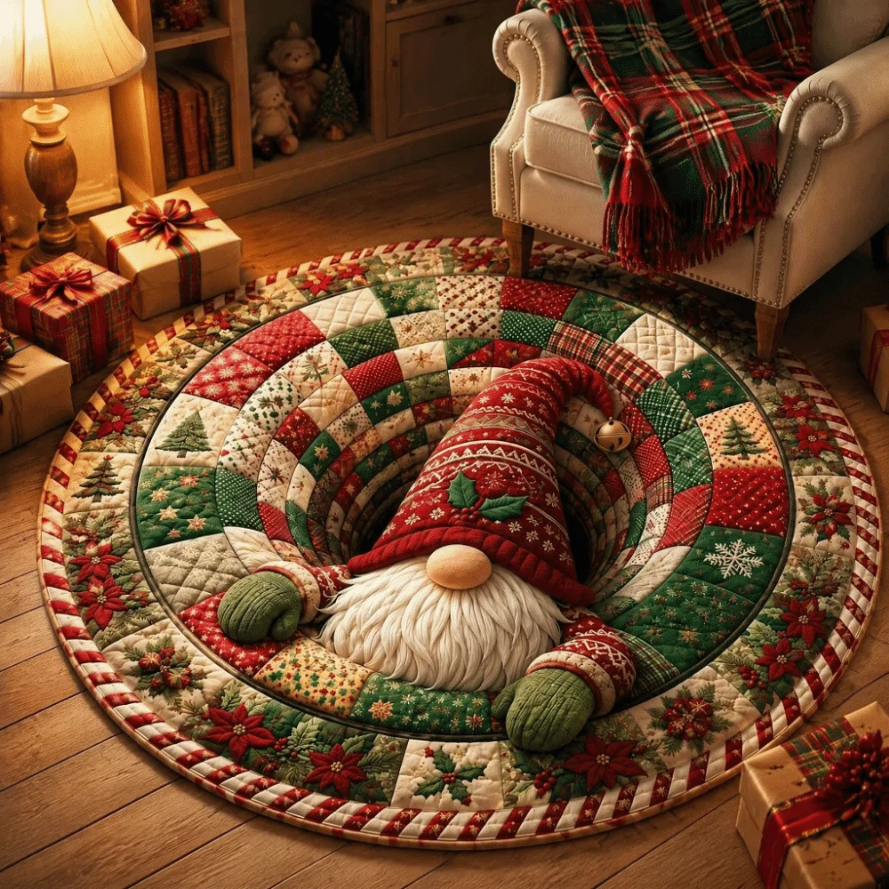 60*60cm Christmas Round Carpet 3D Special-shaped Imitation Cashmere Christmas Tree Base Mat Red Atmosphere Decoration