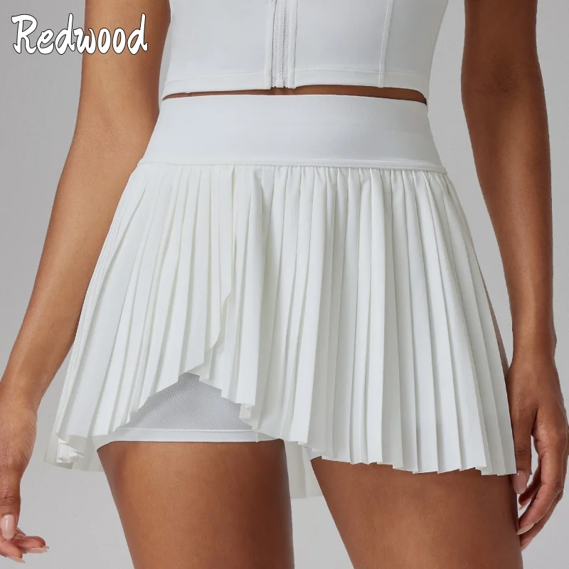 Safety Tennis Skirt Pocket High Waist Shorts Pleated Skirt Women Sexy Anti Glare Outdoor Sports Running Exercise Short Pantskirt