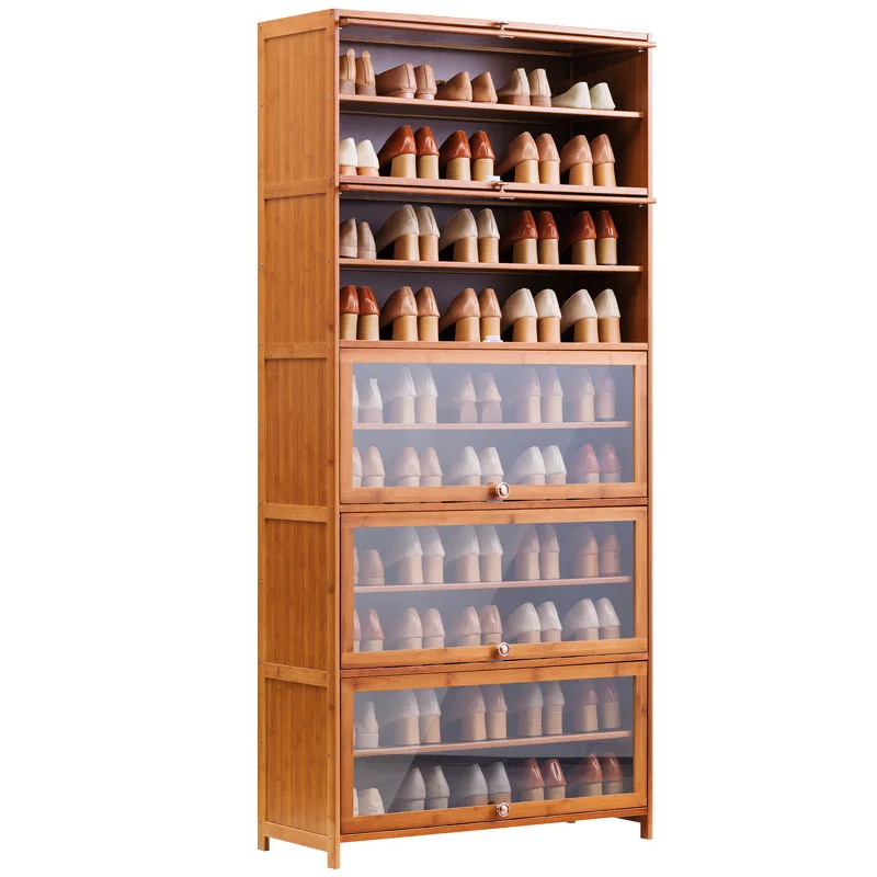 

space-saving ultra-thin non-solid wood balcony tipping bucket Shoe cabinet storage rack, large-capacity entrance at home door