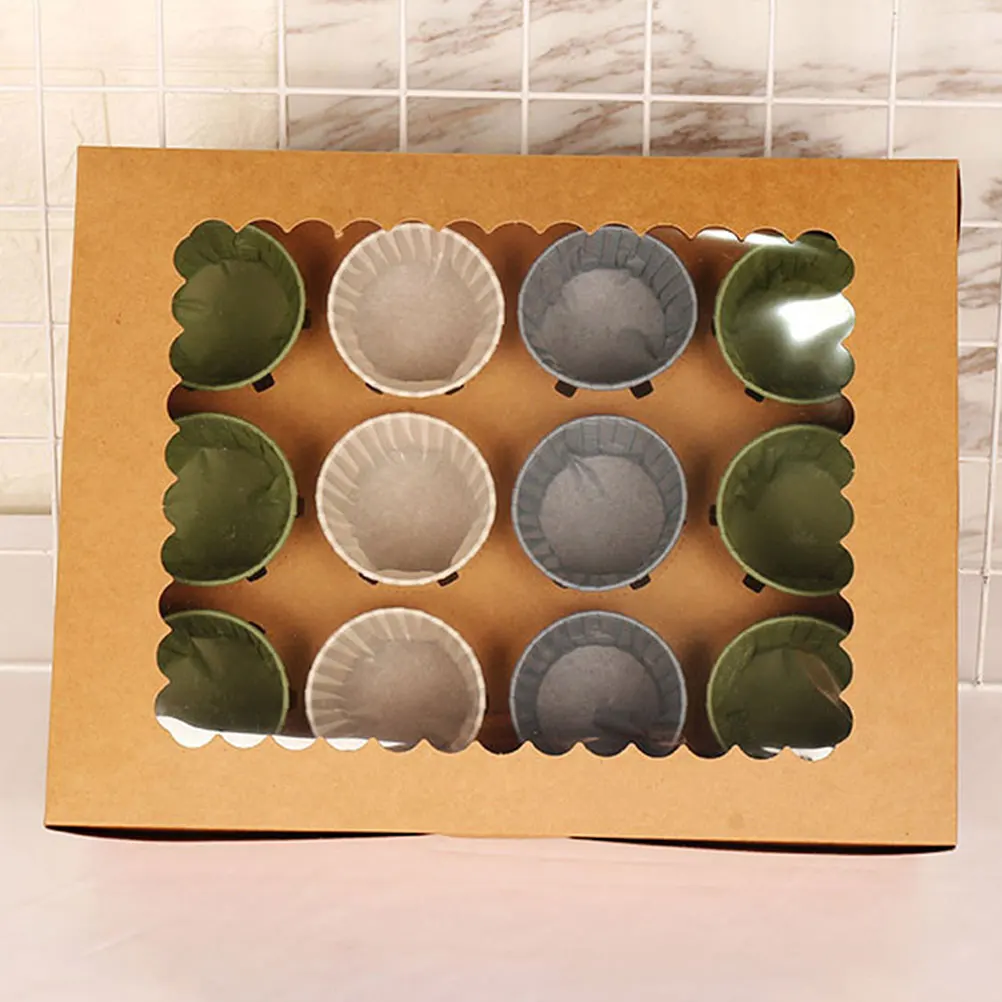 

6pcs Cake Packaging Box Food Grade Cardboard Cupcake Storage Container Birthday Wedding Party Dessert Chocolate Packaging