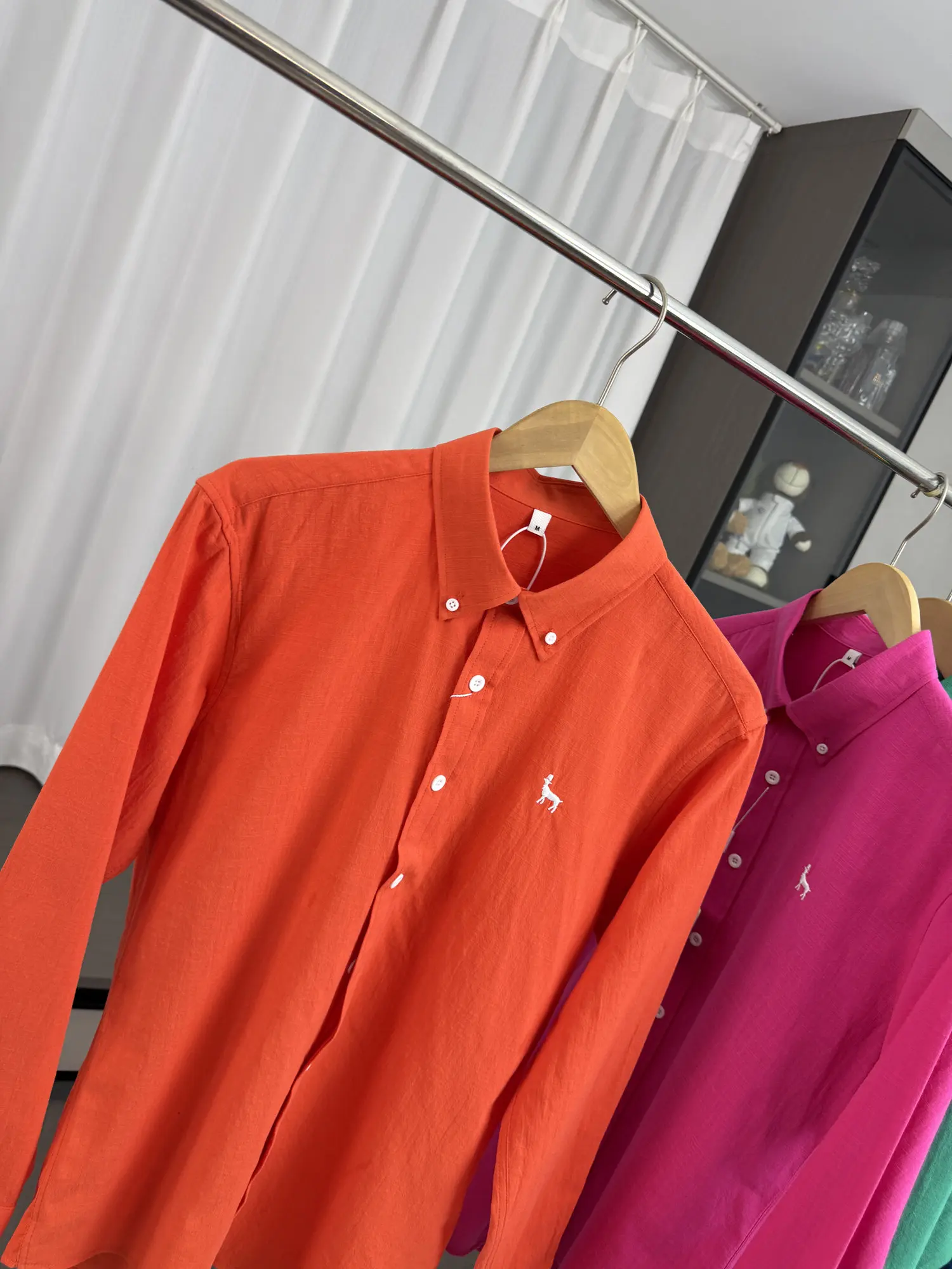 

Minuika Good Goods! Couple Korean Sle! Spring Autumn ex Color Simple Embroidery Casual Long Sve irt Trendy