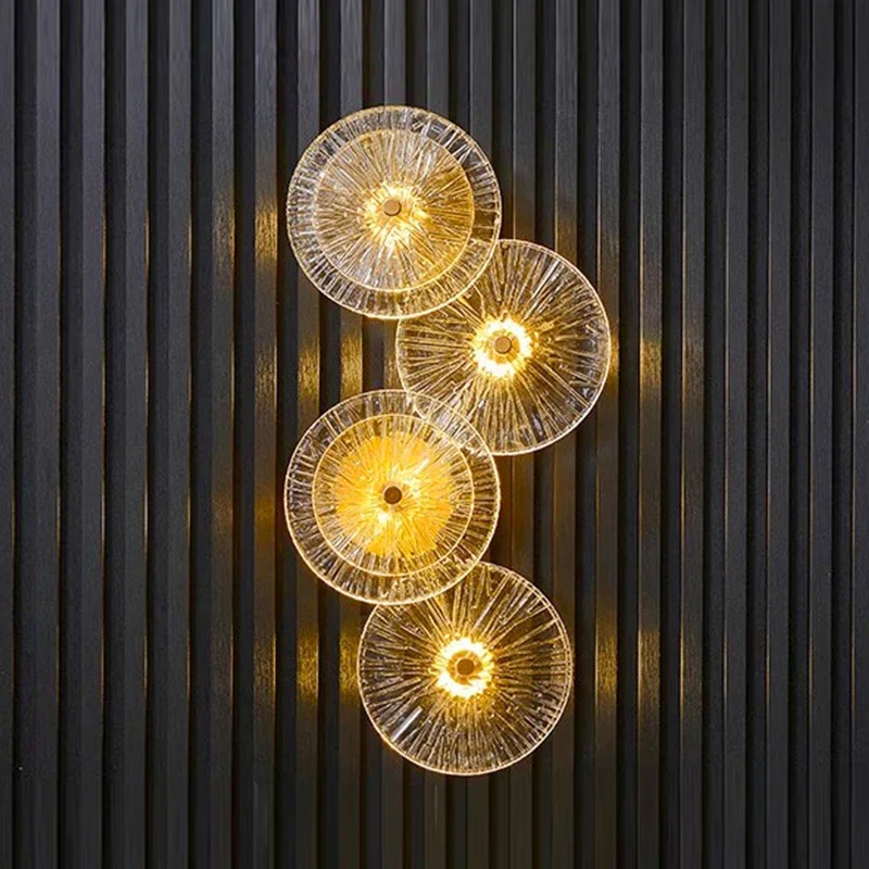 

Fashionable living room circular wall lamp, light luxury and simple corridor, bedroom bedside background LED wall lamp