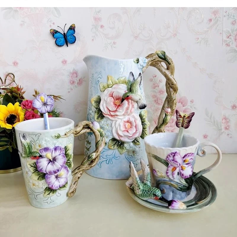 

Пасторальные керамические кружки Колибри, чашки, ваза, винный шкаф, украшение стола