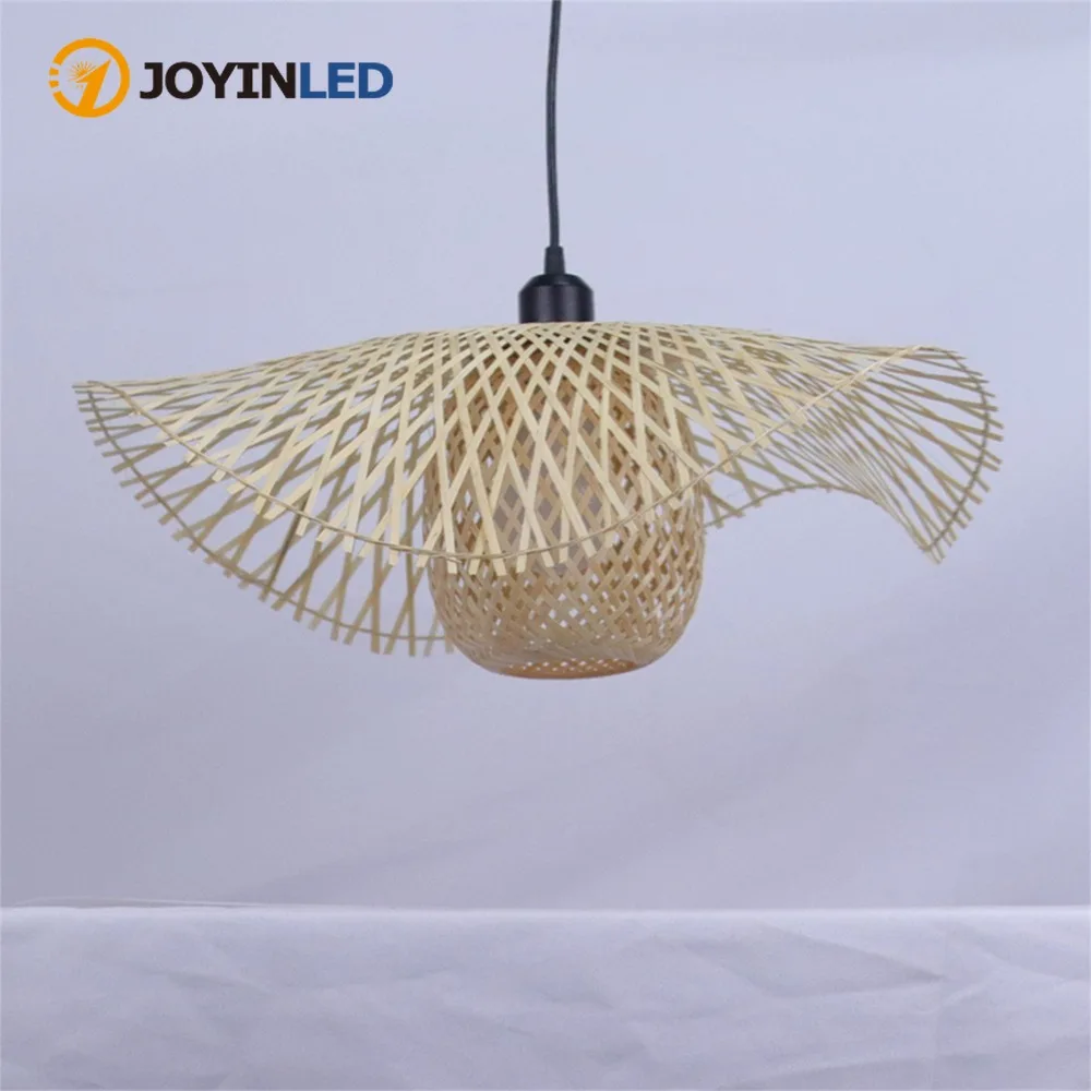JOYINLED Bamboo Chandelier Wicker Pendant Lamps Ceiling Lights Rattan Hand Knit Braiding Suspended Home Dining Braided Decor