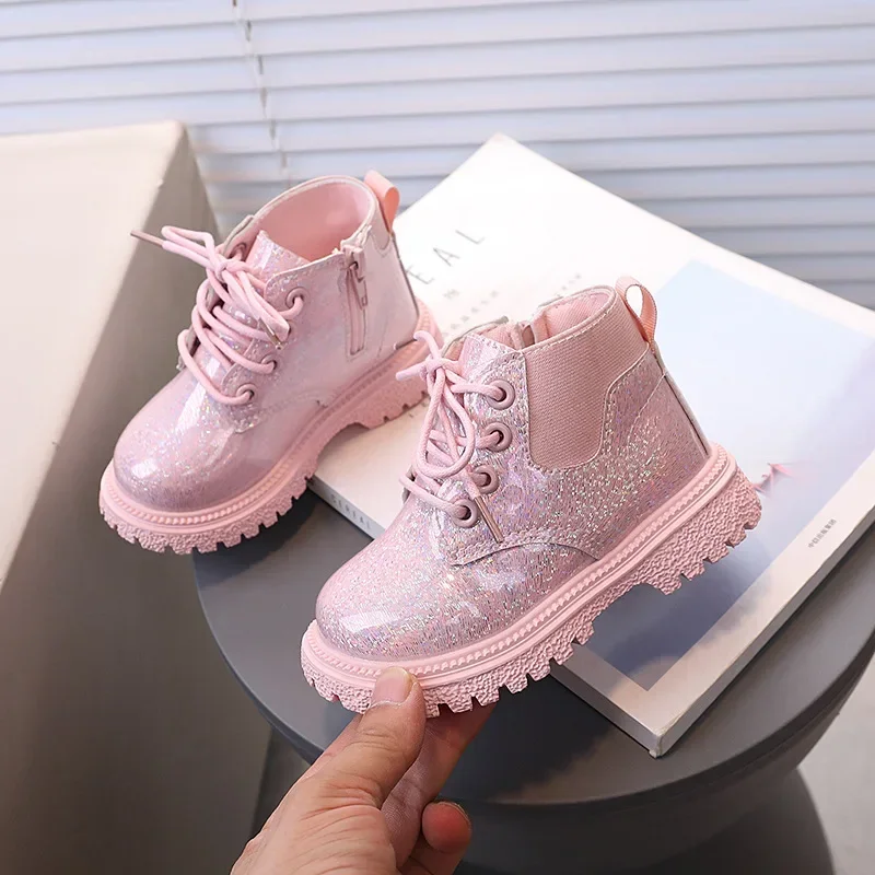 

2025 Autumn New Girls Princess Boots Soft Bottom Side Zipper Kids Leather Boots Non-slip Children Short Boots Fashion Versatile