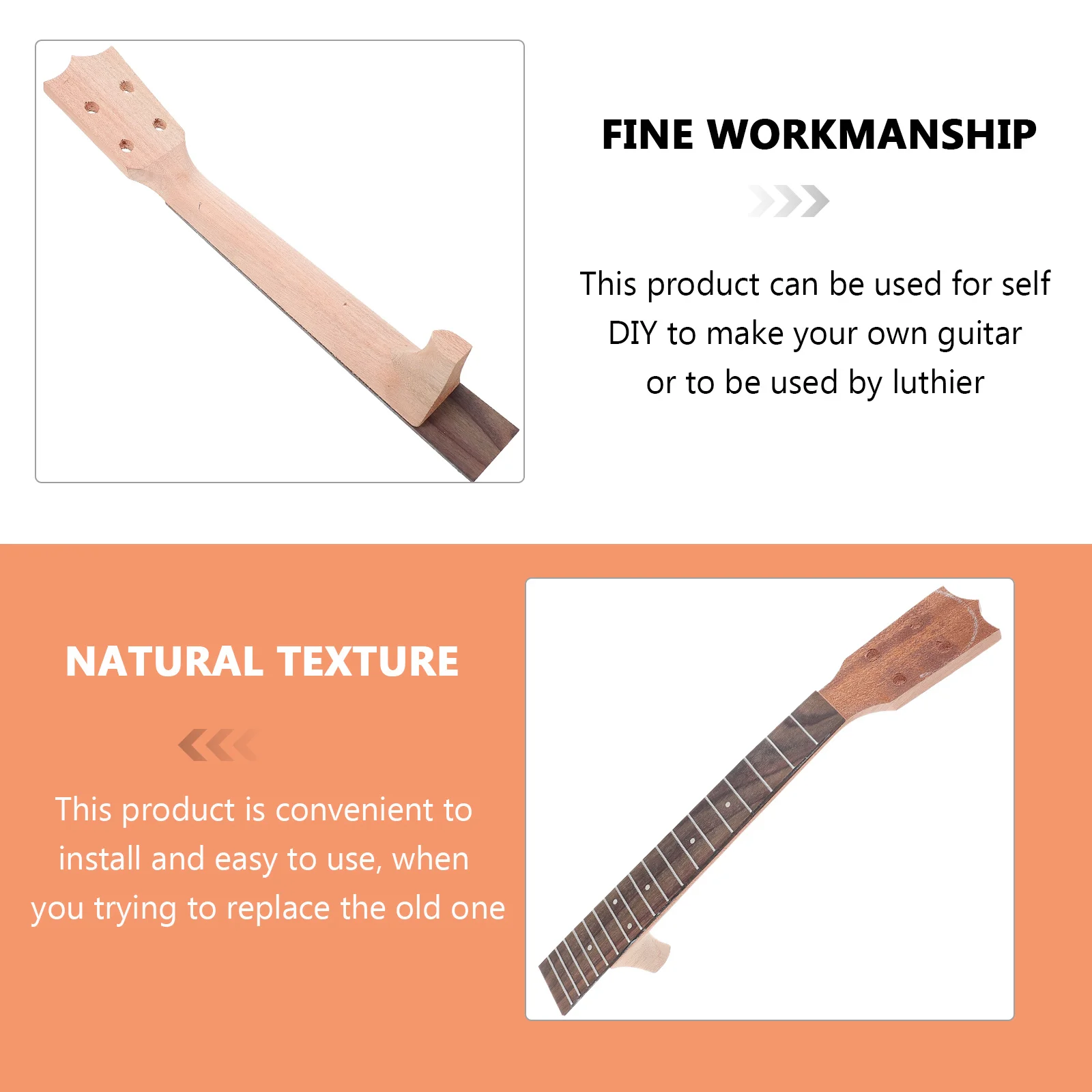 

Durable Ukulele Fingerboard and Neck Practical Replacement DIY Kit Useful Simple Ukulele Accessories Practical Fingerboard