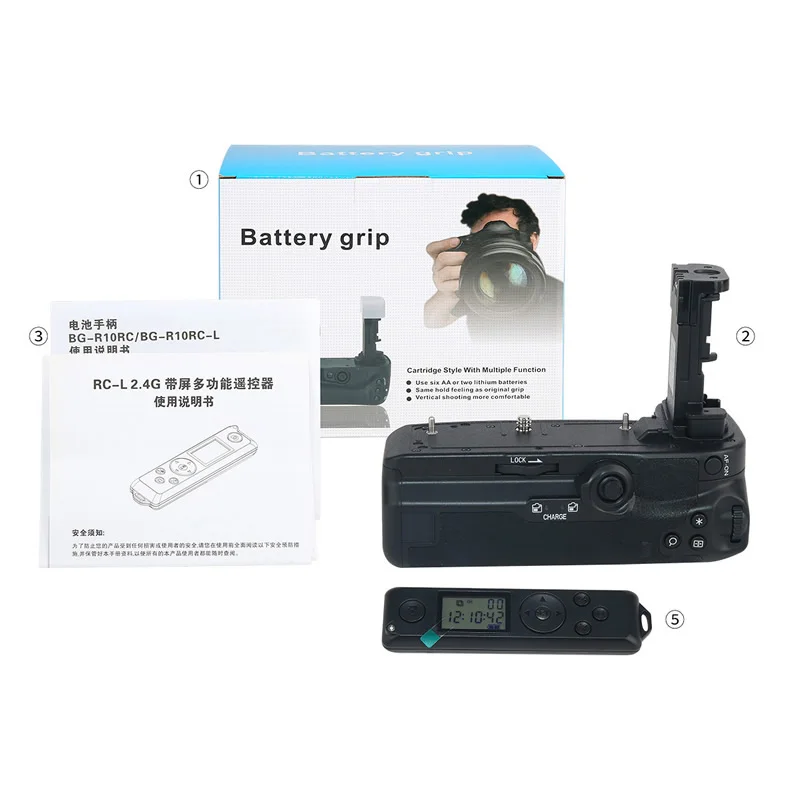 BG-R10 Battery Grip with 2.4G Remote Control for Canon EOS R5 R5C R6 R6II Battery Grip