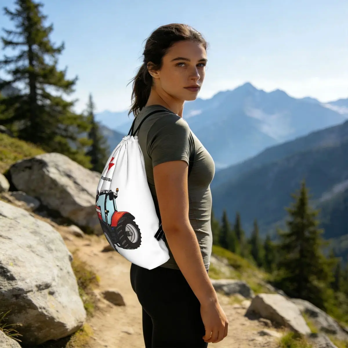 Massey Ferguson Tractor Red Tractor Backpacks Fashion Drawstring Bags Sports Bag Book Bags for Travel Students
