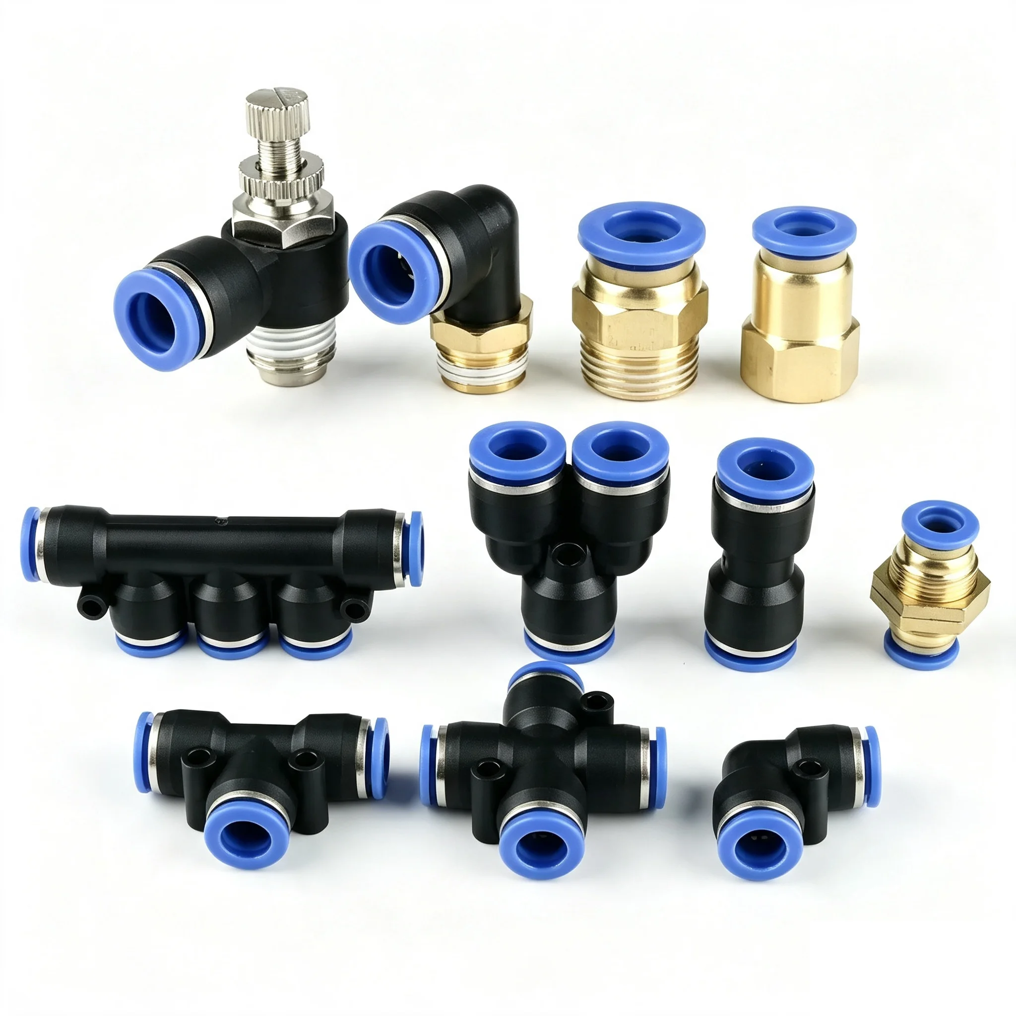 20/50PCS 1/8 1/4 3/8 1/2 Hose Fittings Pipe Quick Connectors Pneumatic Air Connector FittingPC/PCF/PL/PB/SL 4mm 6mm 8mm Thread