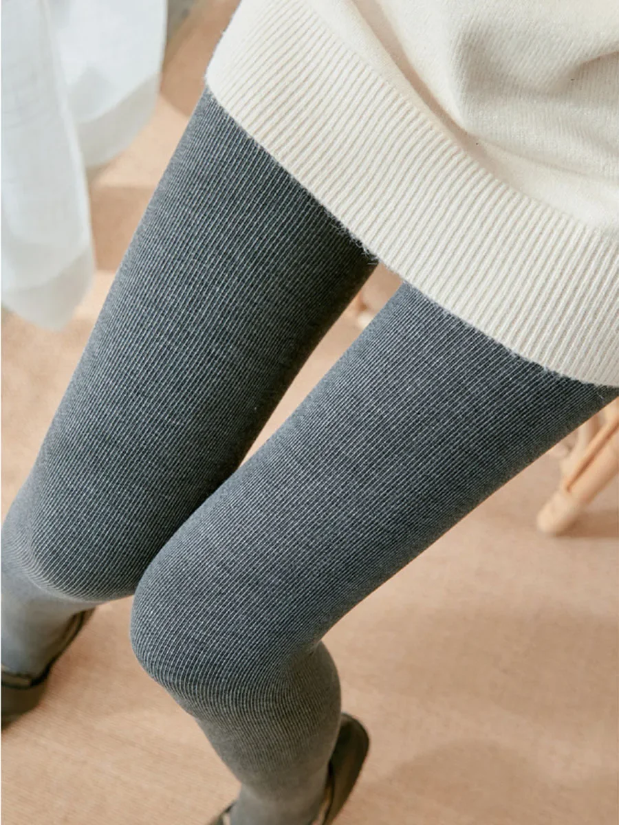Winter Warm Kneepad Velvet Lining Women Long Socks Thick Wool Leg Warmer Thermal Foot Cover Solid Color Girl Knitted Stockings