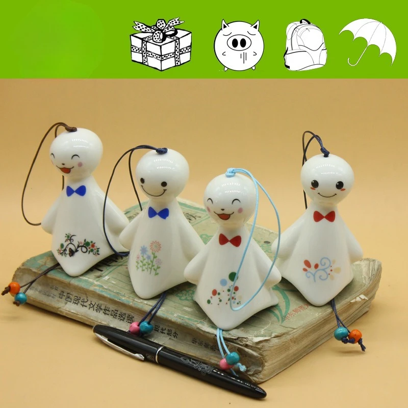 Triangle sunny wind chime ceramic spot wholesale cute doll hanging decoration