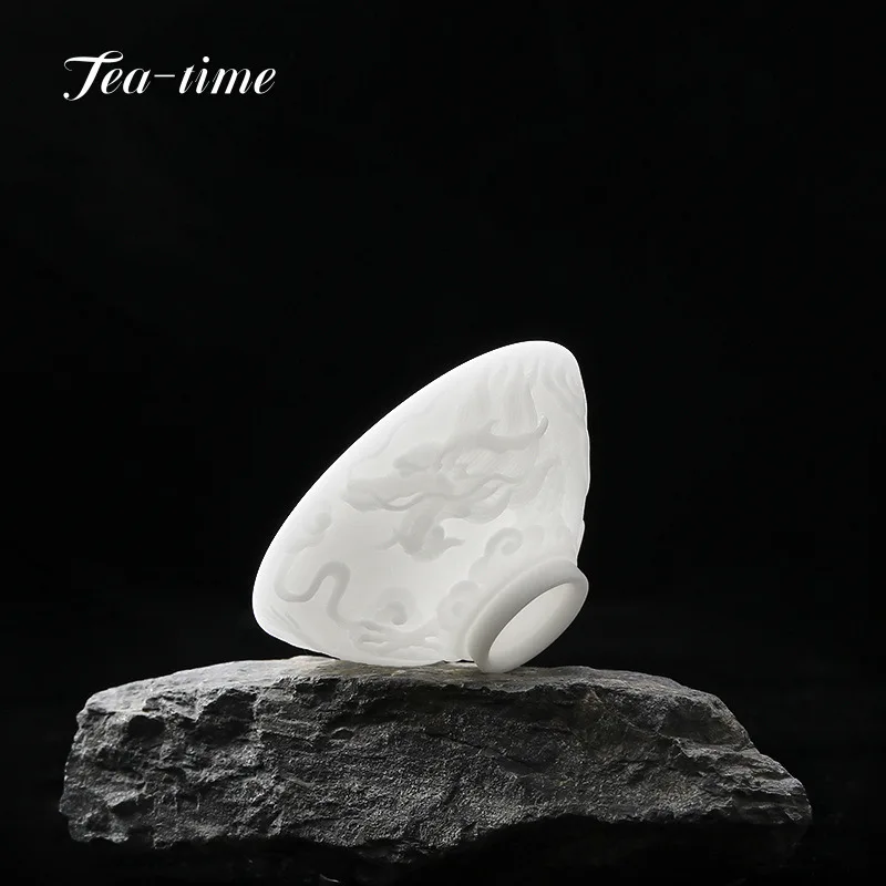 

Ледяная керамическая чайная чашка, ручная резная шляпа, чашки, китайская чайная посуда, фарфоровый подарок, Цзиндэчжэнь, домашняя посуда для напитков, пара, уникальная