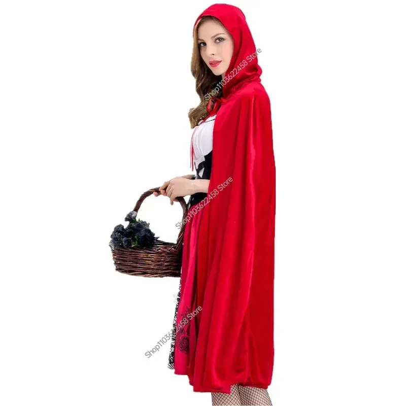 الرداء الأحمر الصغير النسخة الحديثة من ملابس أداء المسرح شال الفتيات البالغات شخصية تأثيري لعبة موحدة الرأس مجموعة