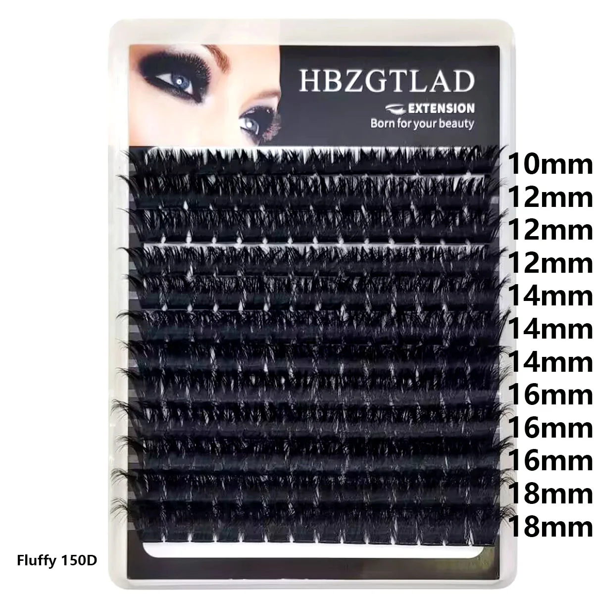 HBZGTLAD Neu 12 Reihen 60-200DMix 8D Flauschige Einzelwimpern-Cluster-Extensions für DIY-Wimpernverlängerung zu Hause, Cluster-Make-up-Wimpern – Detail 7