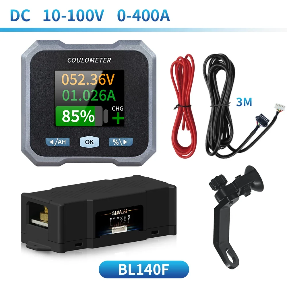 JUNCTEK BL105F/BL110F/BL140F 0-400A Battery Capacity Tester Coulomb Meter Ammeter Voltmeter Bluetooth Battery Indicator Monitor