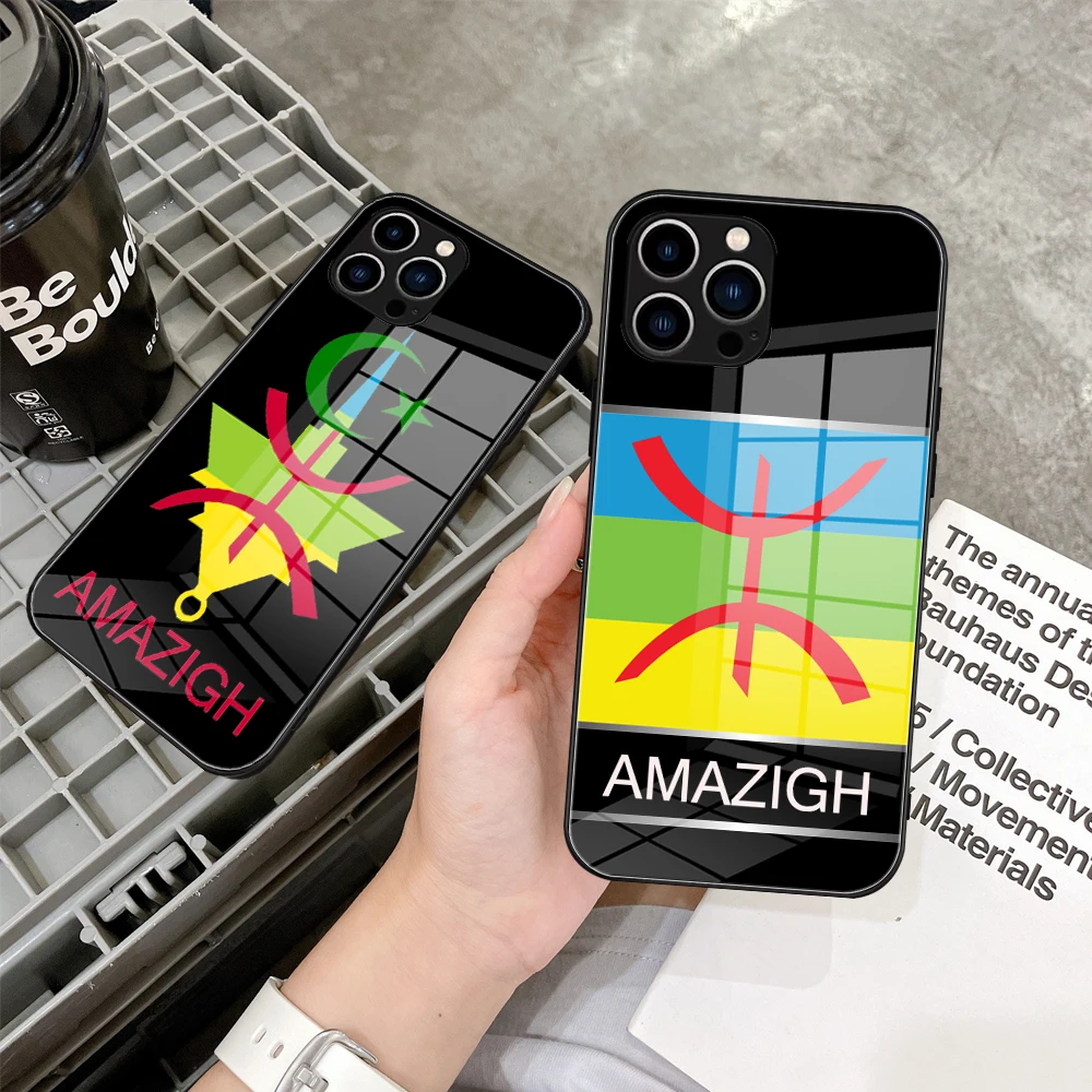 For IPhone 14 Pro Luxury Amazigh Berber Symbol Phone Case Tempered Glass 13 11 12  XR XS MAX 7/8 X 14 Plus 12 Mini Covers