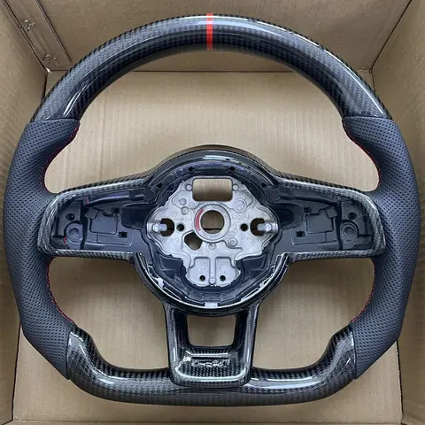 Carbon Fiber Steering Wheel Punched Leather For VW Golf MK7 7.5 GTI GTD GTE R 2013-2020 Polo GTI DSG with Key Frame