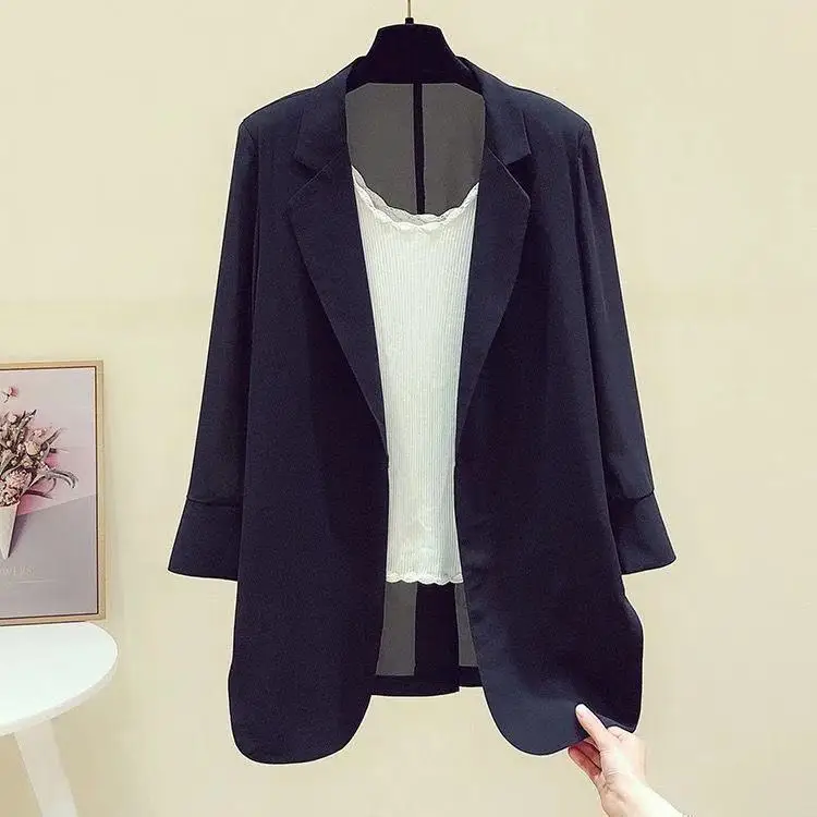 Spring Summer Women Chiffon Small Blazers Jacket Thin Suit Coat Lady Casual Top 2024 Solid Blouses Blazers Outerwear S-2XL Z923