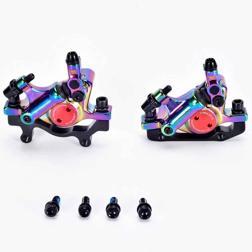 MTB Colorful Bicycle Line Pulling Hydraulic Disc Brake Mountain Road XTECH Bike Hydraulic Oil Front&Rear Disc Brake Rainbow Set