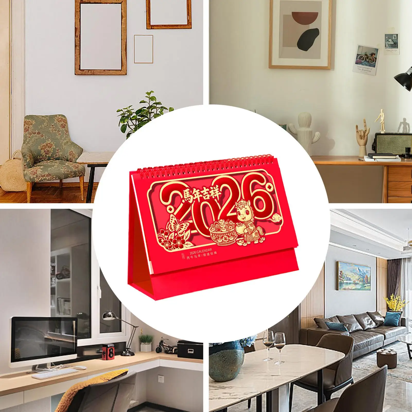 

Chinese Calendar 2026 Chinese Good Luck Monthly Planner Year Of The Horse Desktop Calendar For Home Office Study Living Room