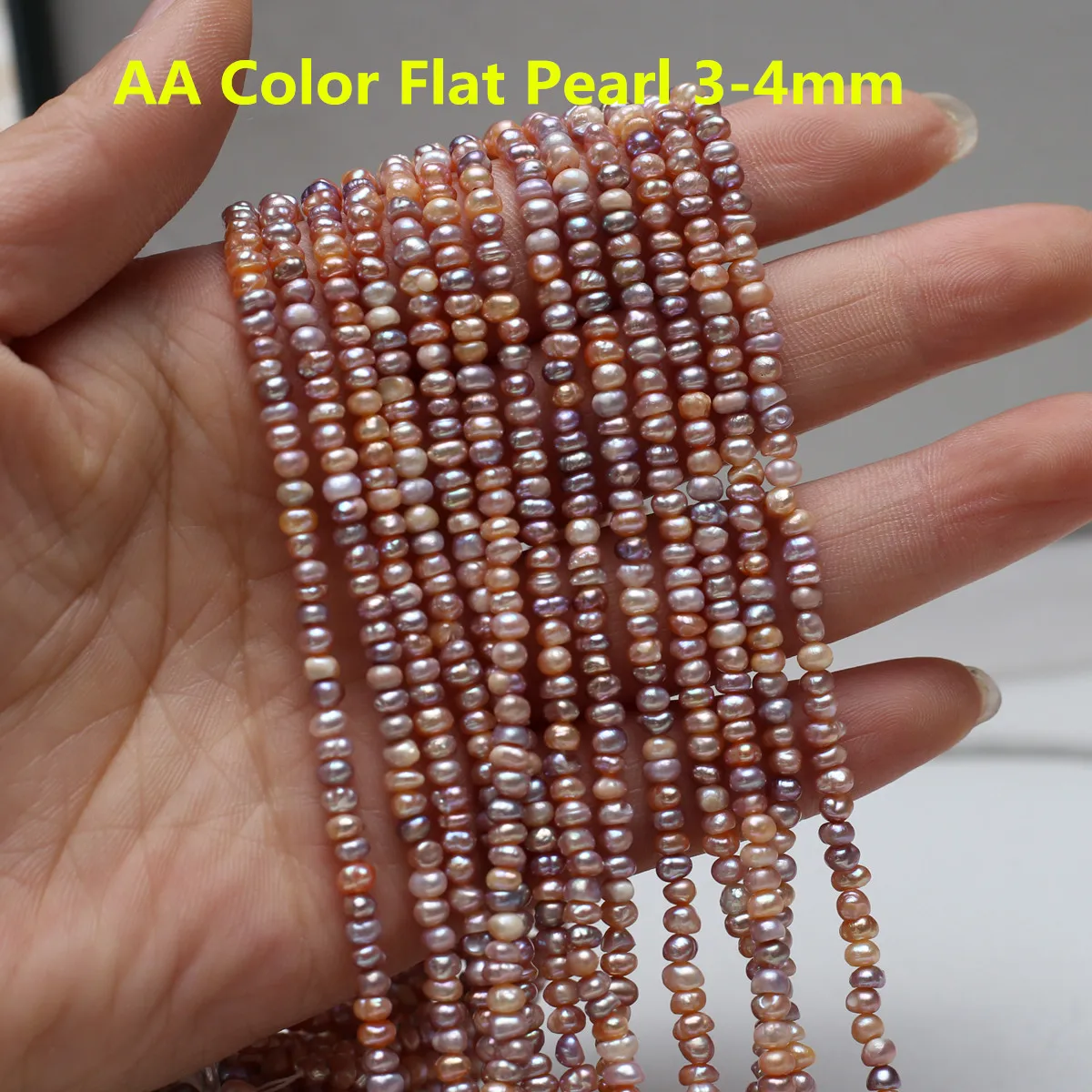 

AA Natural Freshwater Pearl Color Flat Pearl 3-4mm For Jewelry Making DIY Necklace Earrings Bracelet Accessory Length 36cm