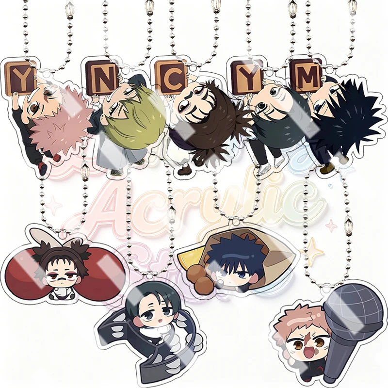 Anime Yuji Itadori Choso Suguru Geto Jujutsu Kaisen Letter Block Acrylic Charm Keychain Key Rings Cartoon Bag Pendant Gifts Toys