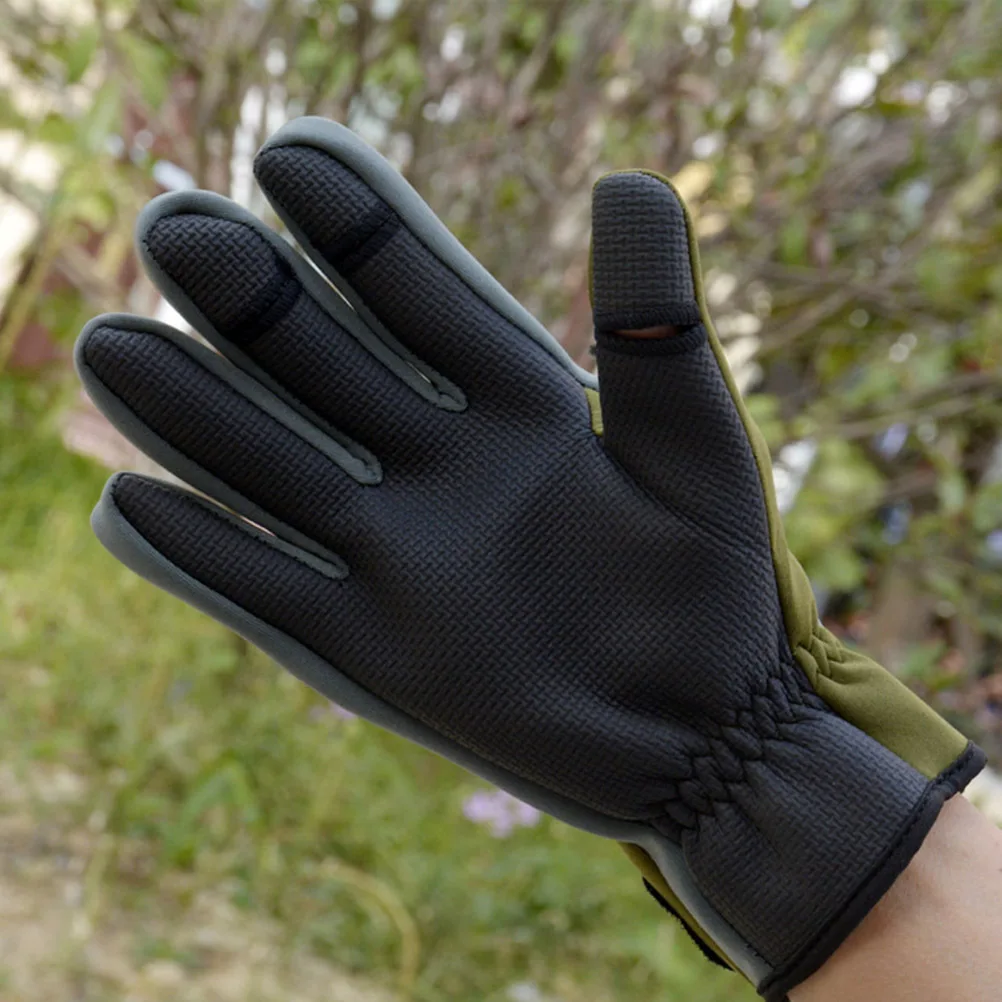 

Anti-Slip Waterproof Fishing Gloves Xl Green Thickened Warm 3-Finger Design Outdoor Riding Climbing Gloves For Camping