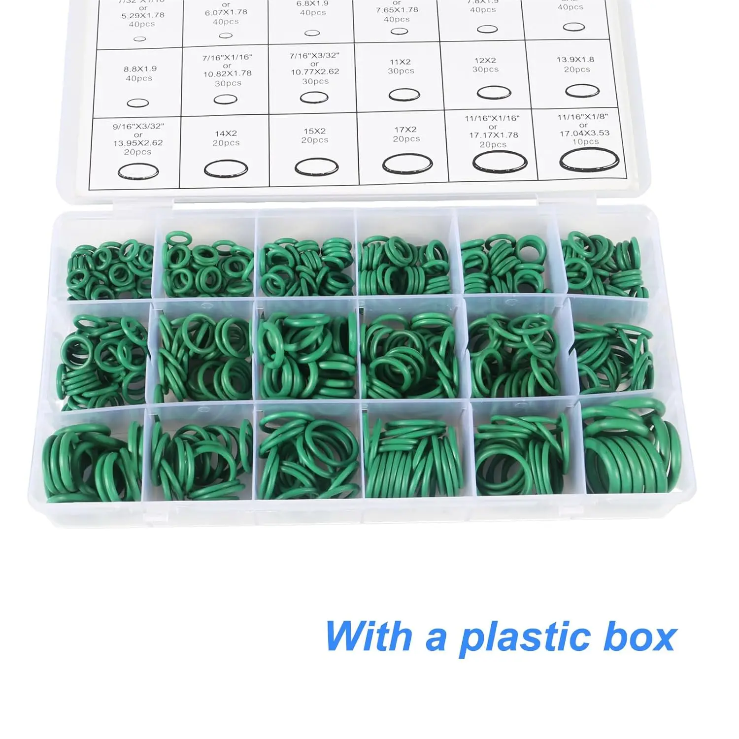 530pcs O Ring Kit Rubber 18 Sizes O-Ring Car Auto Vehicle Repair Air Conditioning Compressor Seals Assortment Kit